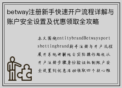 betway注册新手快速开户流程详解与账户安全设置及优惠领取全攻略